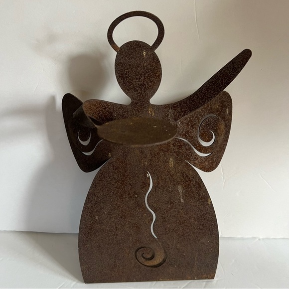 Rustic Metal Angel 12” Candle Holder Christmas Decor - Picture 13 of 13